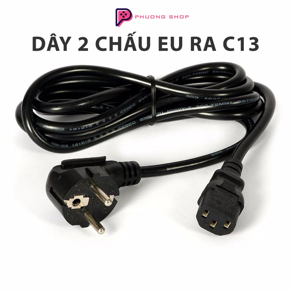 EU/สายไฟ 2 ขามาตรฐานยุโรปถึง C13 ยาว 1.5 ม. 3x0.75 มม. 10A-250V สําหรับเครื่องพิมพ์ คอมพิวเตอร์ หม้อ