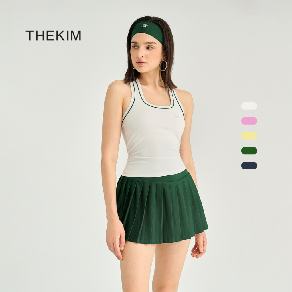 THEKIM Pickleball เสื้อกล้ามกีฬาเทนนิส (มีแผ่นรองหน้าอก) เสื้อกล้ามชายเฉียง ผลิตจากวัสดุ TK Luxespan แบบนุ่ม T377