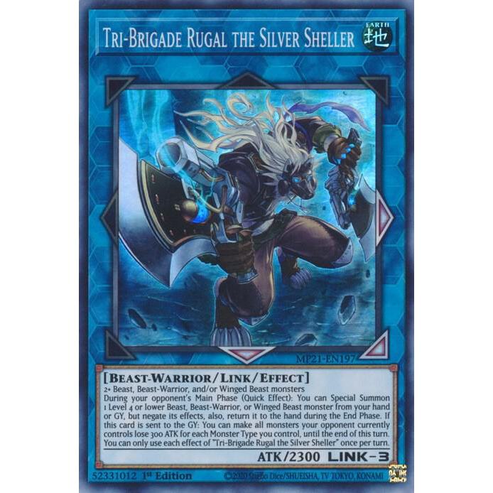 การ์ด YuGiOh รหัส MP21-EN197 - Tri-Brigade Rugal the Silver Sheller - Link Monster - Super Rare