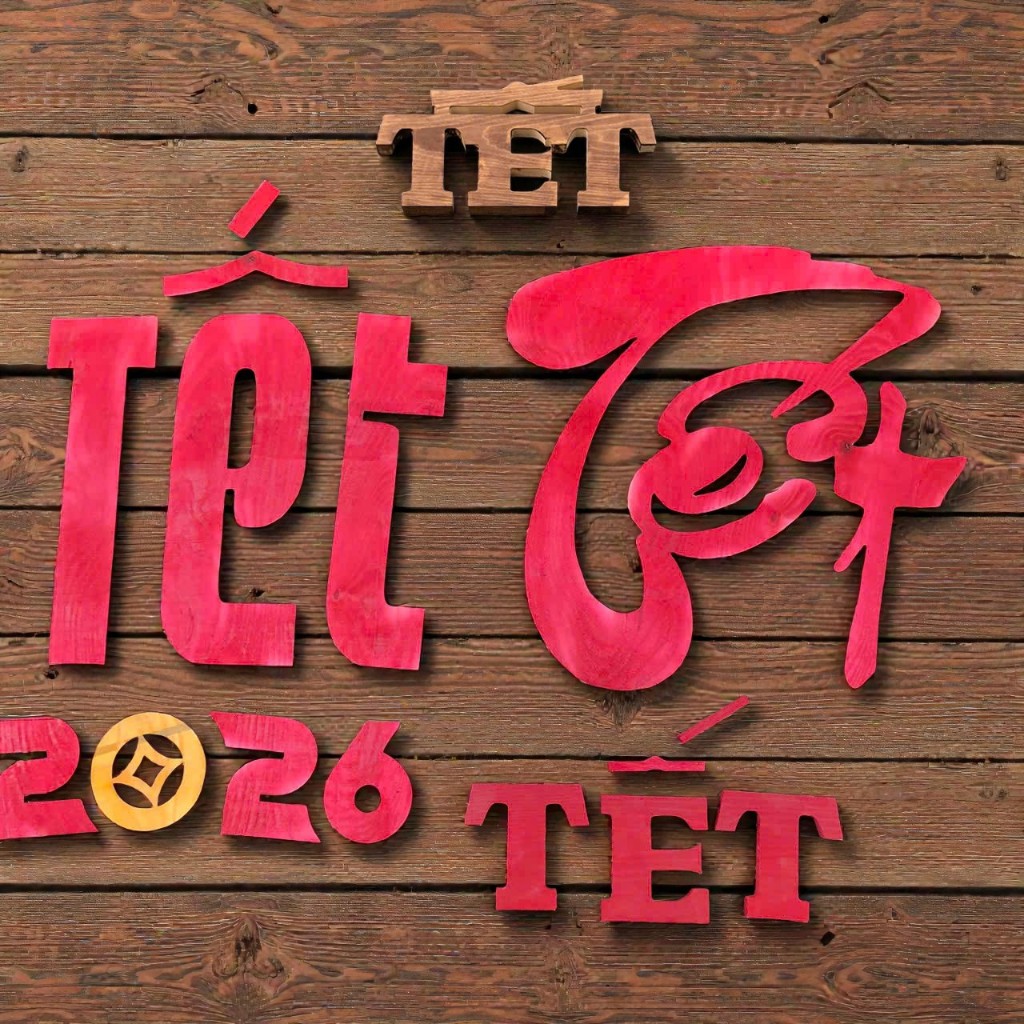 TET ตัวอักษรตกแต่งผนังดอกไม้แอปริคอท ชุดหมายเลข 2026....plywood 5mm Home Decoration, Tet Party