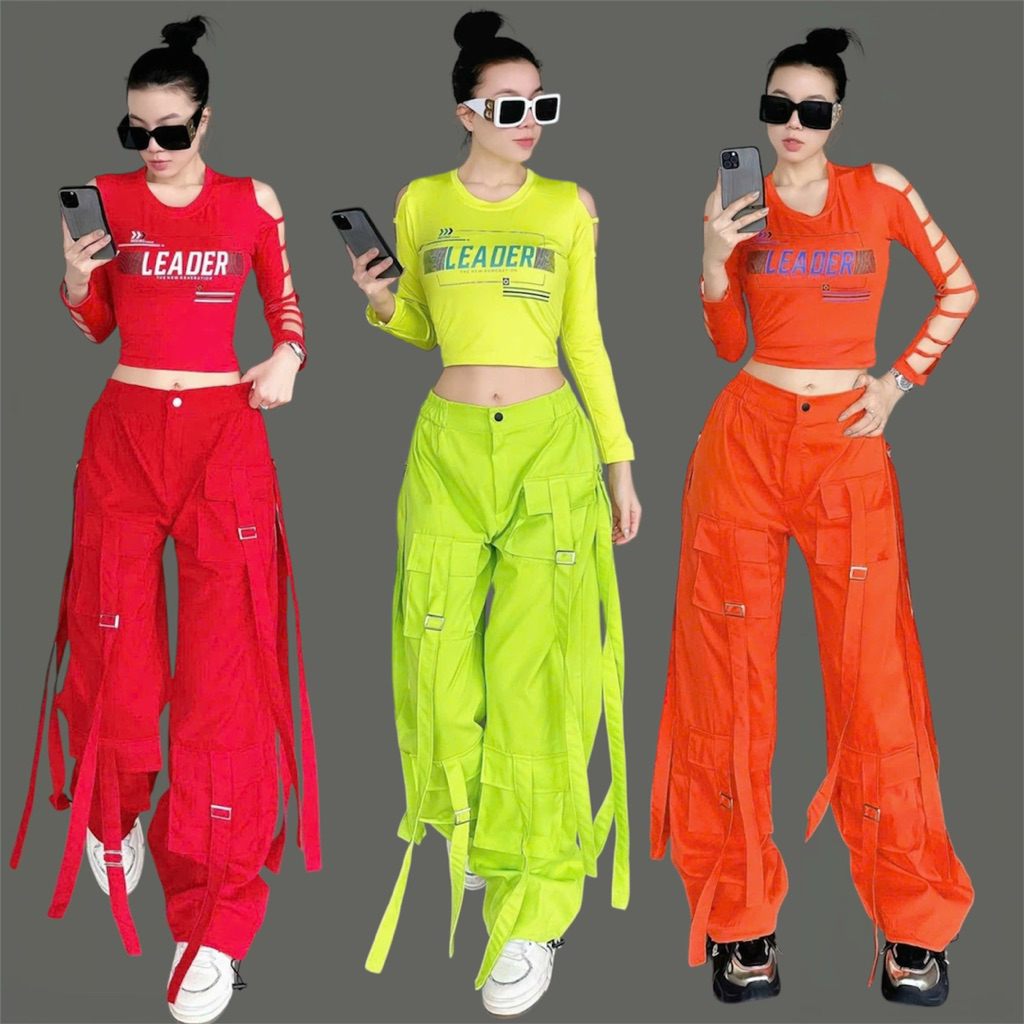 WOMENS TRAINING SET SOLD SECRETLY เสื้อยืดครอปท็อป กางเกงสีกากี zuba แอโรบิค สปอร์ต ชุดกลุ่ม หลายสี – โปรปัง