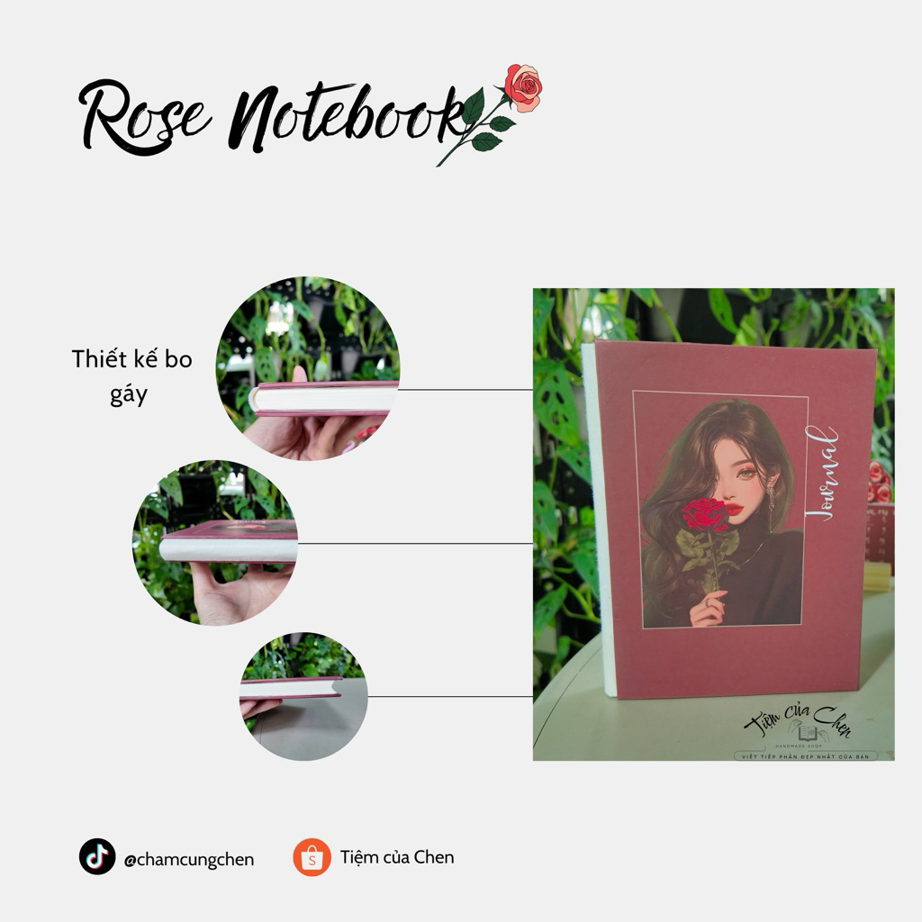 B6 สมุดโน๊ต Rose Journal (GIVE Rose Corner BOOKMARK) | ทํามือโดยเฉิน