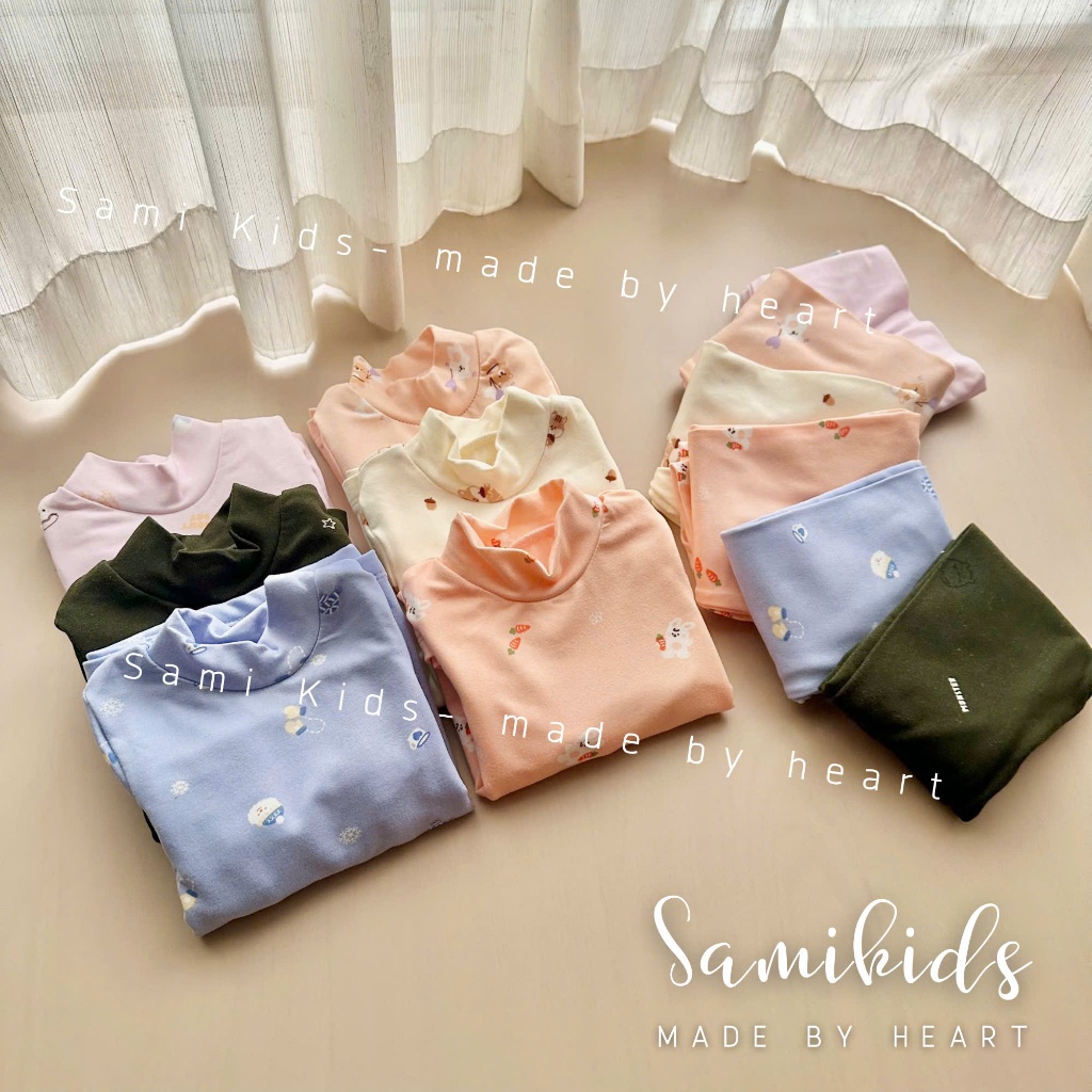 MIXO.HN SHOP ชุดระบายความร้อนคอเต่ากํามะหยี่ยืดหยุ่นสําหรับเด็กชายและเด็กหญิง 3-15kg WB195C