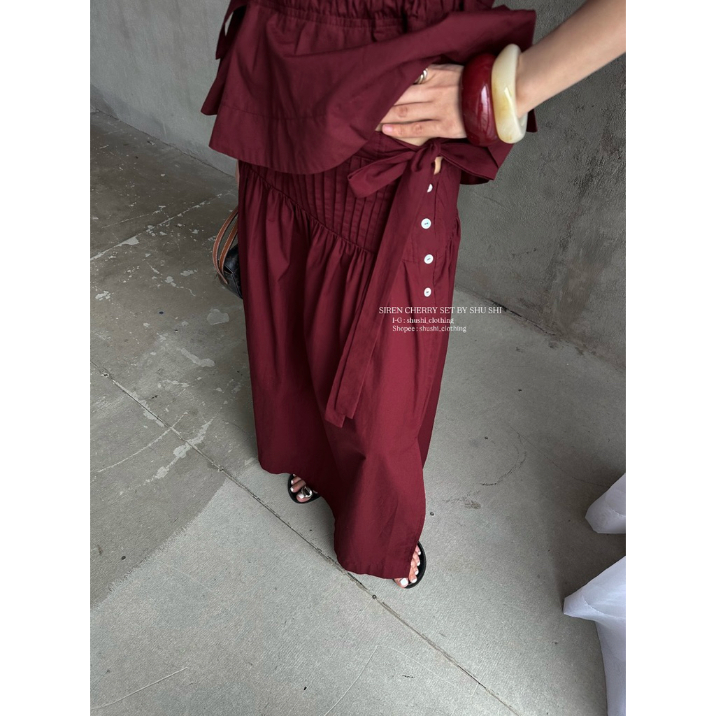 ชุดไซเรนเชอร์รี่ | ชุดกระโปรงแขนพอง ยัก ด้านบนและเอวต่ํา (รูปถ่ายเดิม) - รูปที่ 5