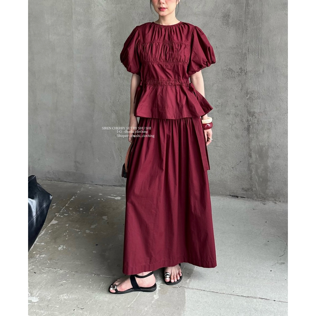 ชุดไซเรนเชอร์รี่ | ชุดกระโปรงแขนพอง ยัก ด้านบนและเอวต่ํา (รูปถ่ายเดิม) - รูปที่ 6