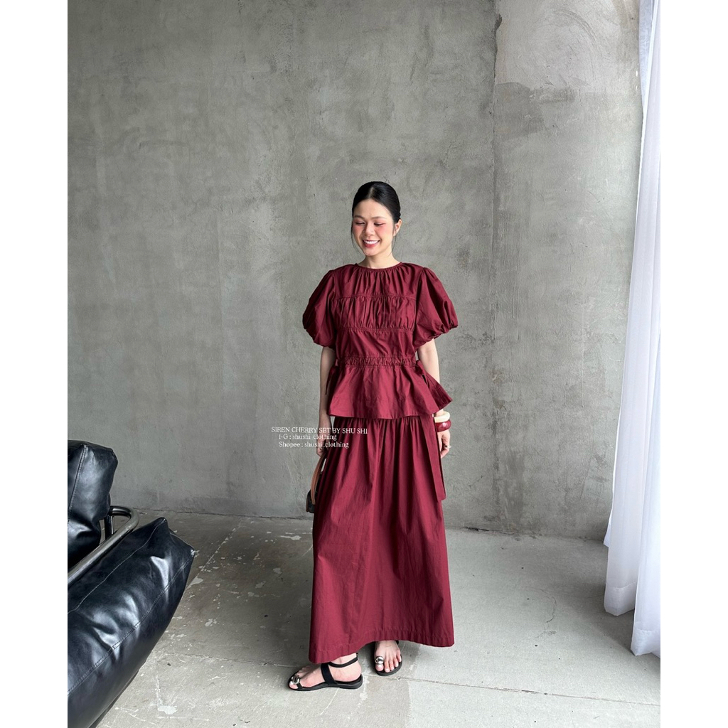 ชุดไซเรนเชอร์รี่ | ชุดกระโปรงแขนพอง ยัก ด้านบนและเอวต่ํา (รูปถ่ายเดิม) - รูปที่ 7