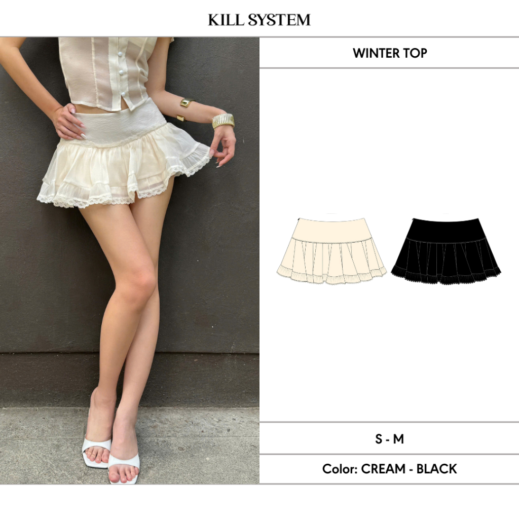 WINTER- KILL SYSTEM กระโปรงพลีทชีฟองผ้าไหม