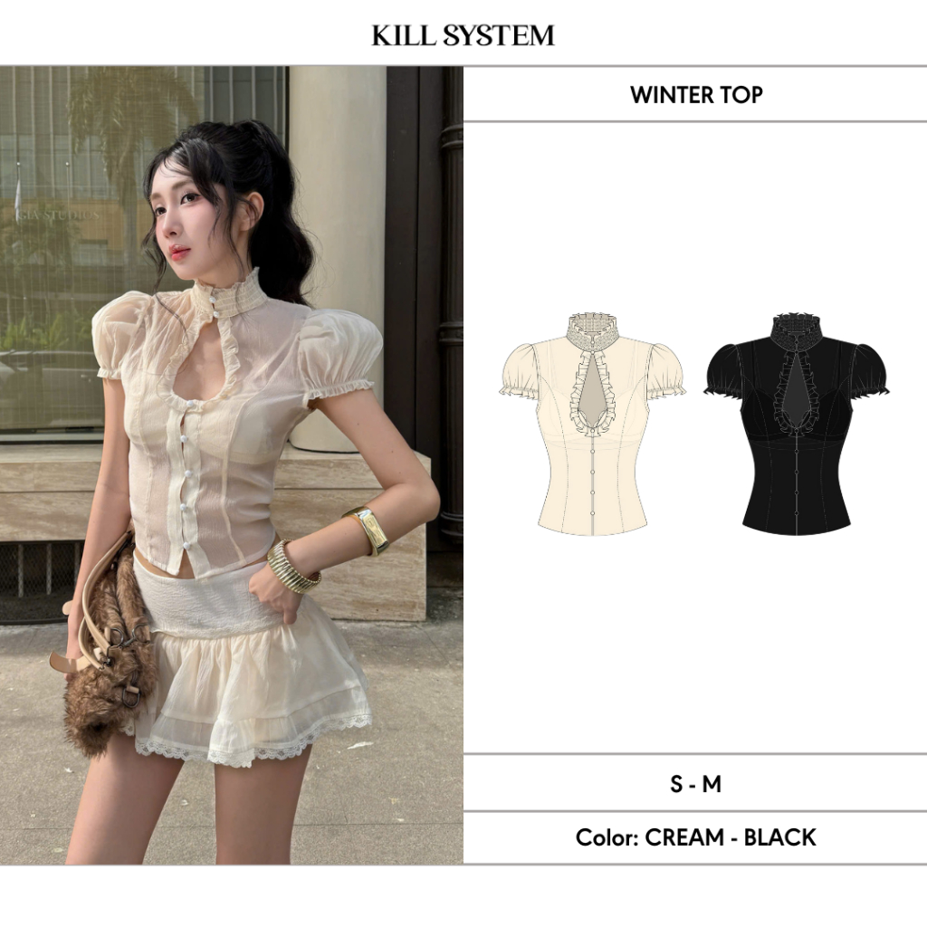 WINTER - KILL SYSTEM Puff Sleeve Shirt with Silk Chiffon bra