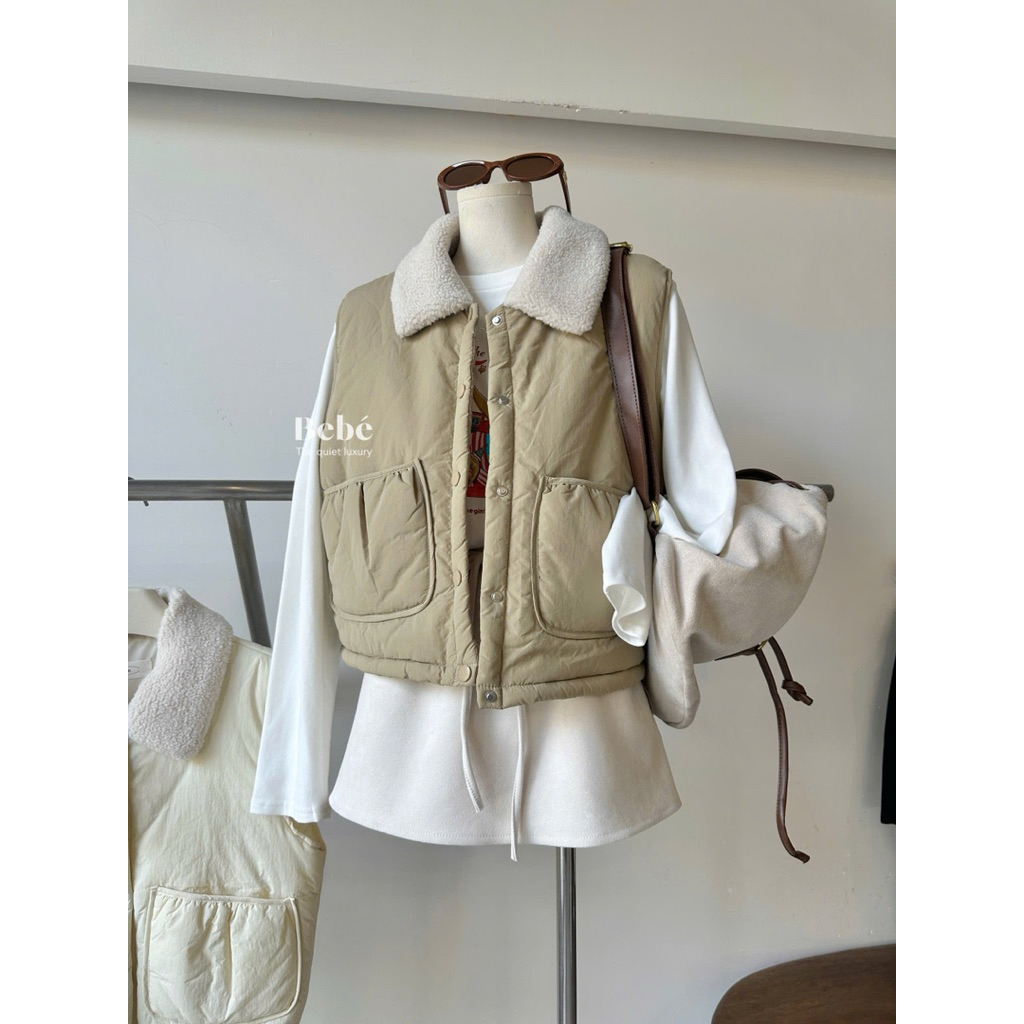 ร้านเชอิอิอิอิ ] | เสื้อกั๊กพองเรียบปกขนซิป6681