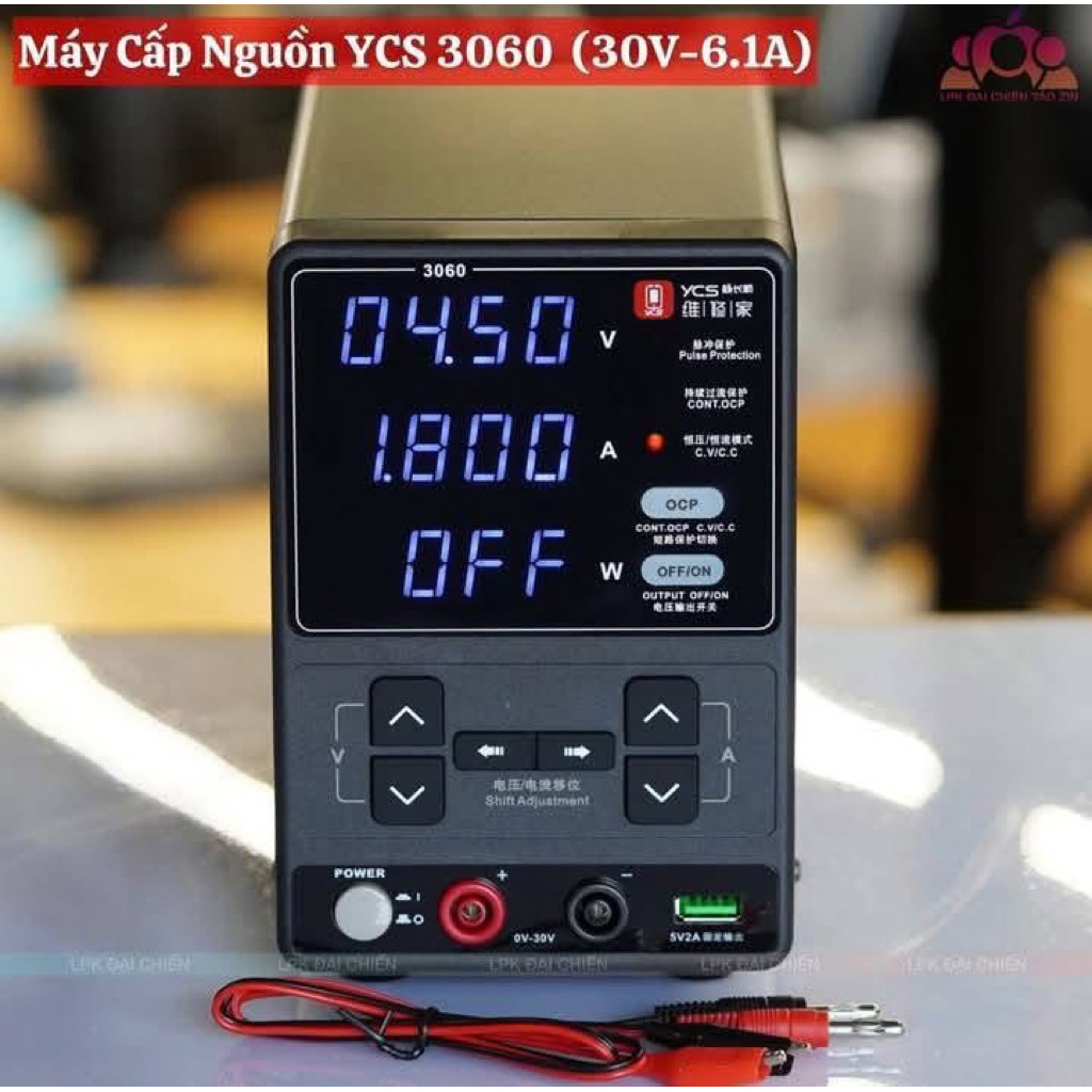 YCS 3060 – 30V 6A แหล่งจ่ายไฟมัลติฟังก์ชั่น, ความจุ 180W, มิเตอร์ 4 หลัก, เครื่องตรวจจับทางลัดและแหล