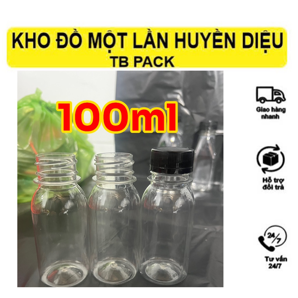[COMBO 100 BOTTLES] ขวดพลาสติก 100ml พร้อมฝาดําหรือขาว