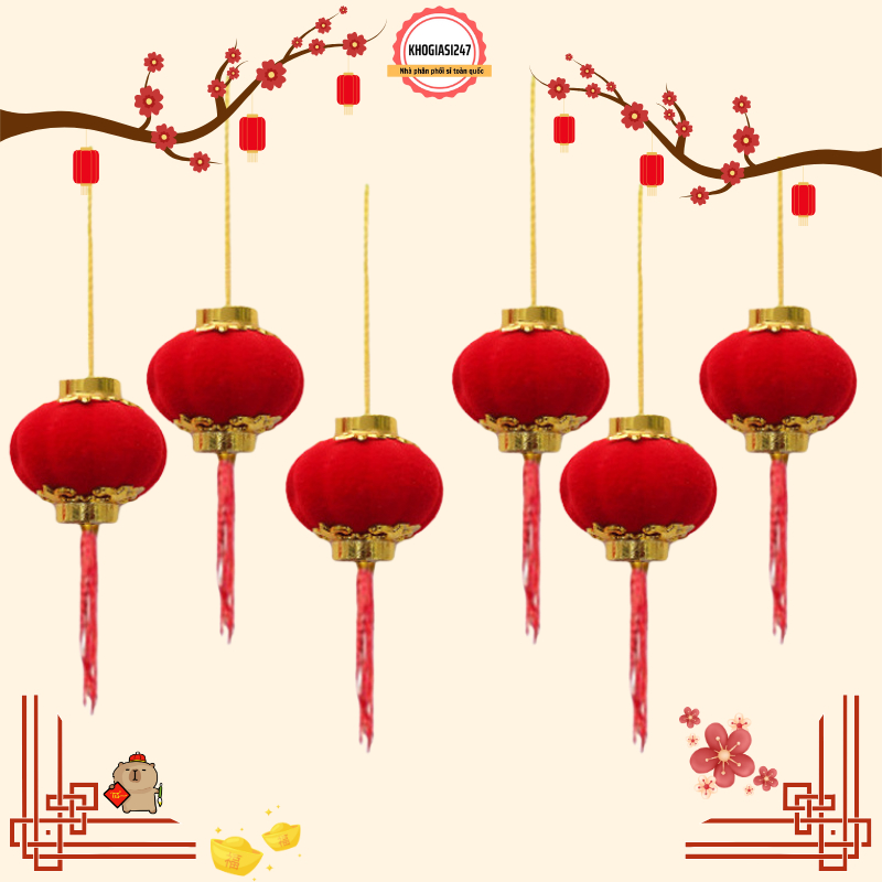 Combo 20 โคมไฟขนาดเล็ก 3.8 ซม. แขวนสําหรับตกแต่ง Tet 2026, โคมไฟแขวนสําหรับ Kumquat Trees และ Aprico