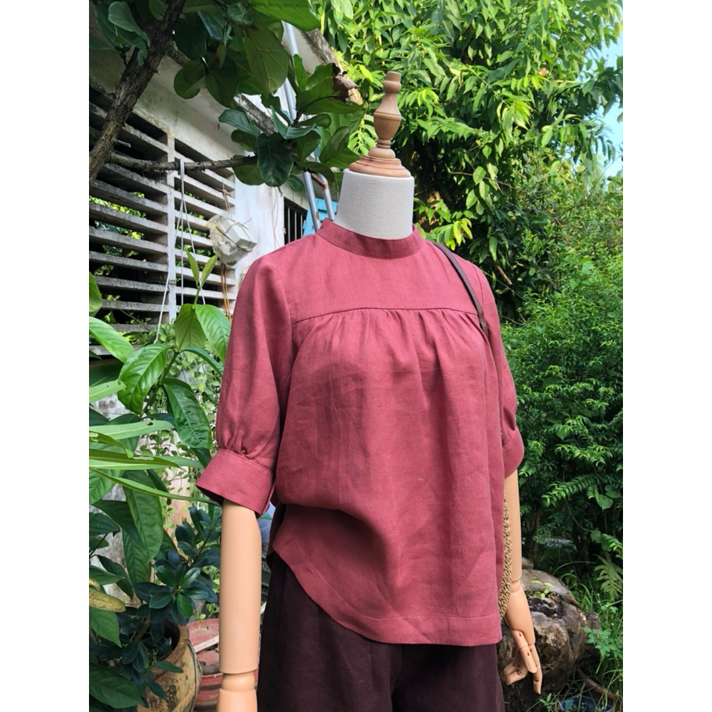 เสื้อ LINEN สําหรับเด็กคอจีน - NGUYEN CREAM LINEN