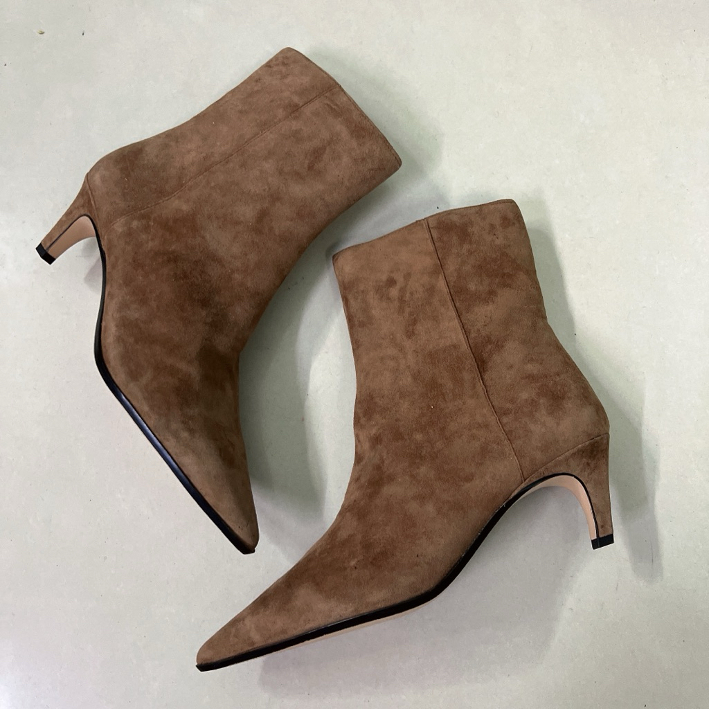 รองเท้าบูทหนังกลับสีน้ําตาลแท้ รองเท้าบูท jcrew WITH HIPS