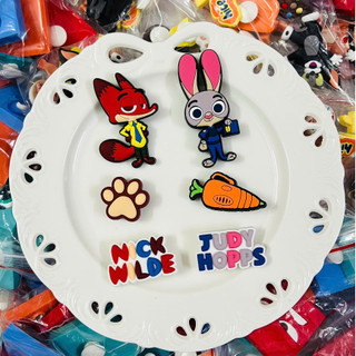 [Hỏa Tốc HCM] Set Charm 3D Judy And Nick Zootopia Dẻo gắn dép Sục, dép Cross hàng chính hãng