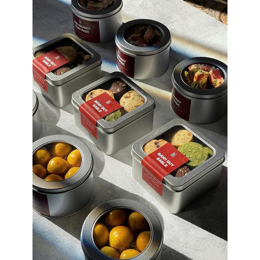 Tin Box, Round - Square Tin Box for Cookie, Tet candy, Tet gift Set