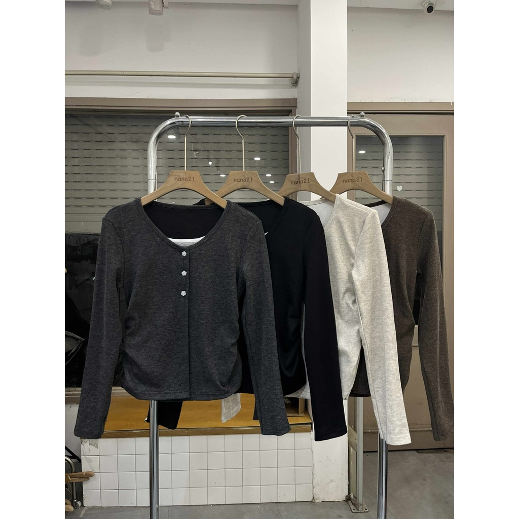 เสื้อสเวตเตอร์กระดุมลายดอกไม้ A9383 Nana21 Nanastore21