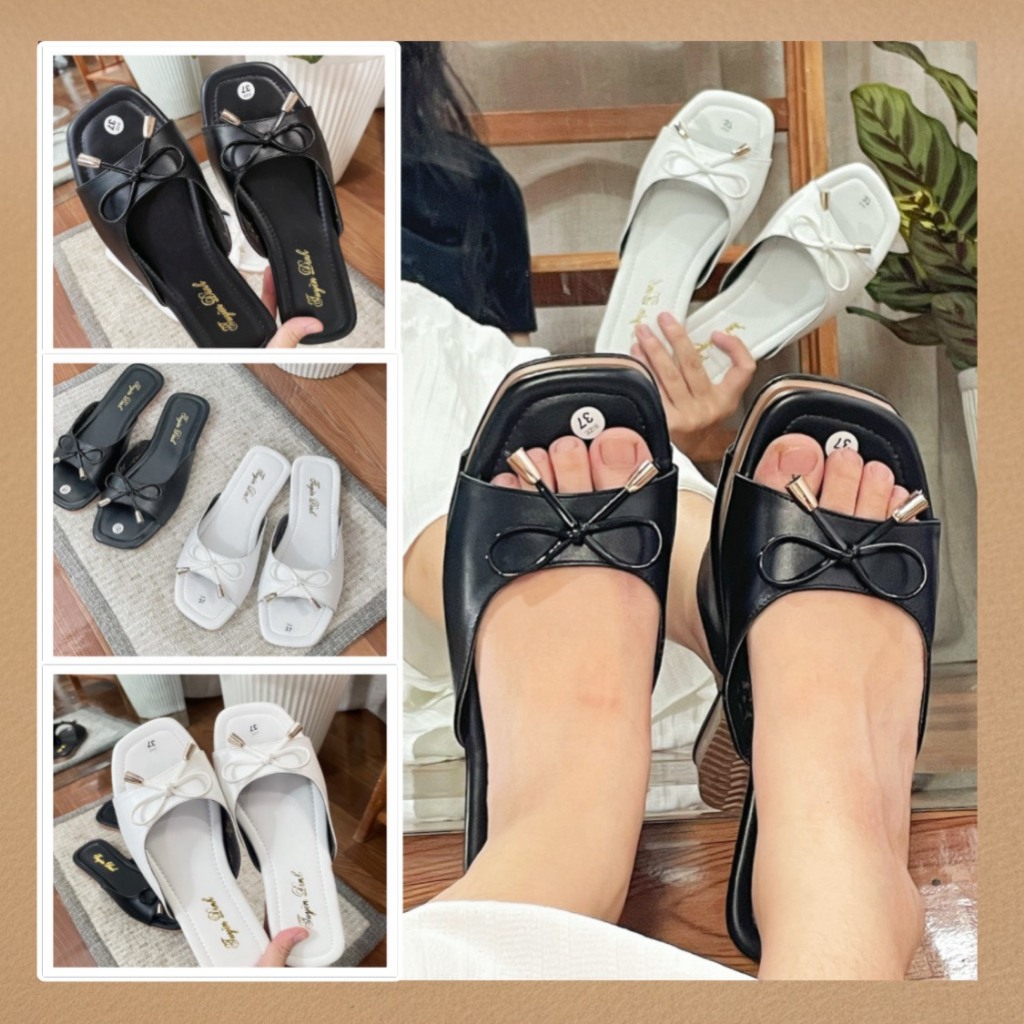 [T.DINN] SLIPPERS D03 BEAUTIFUL MINI BELL BOW FLAT SOLES