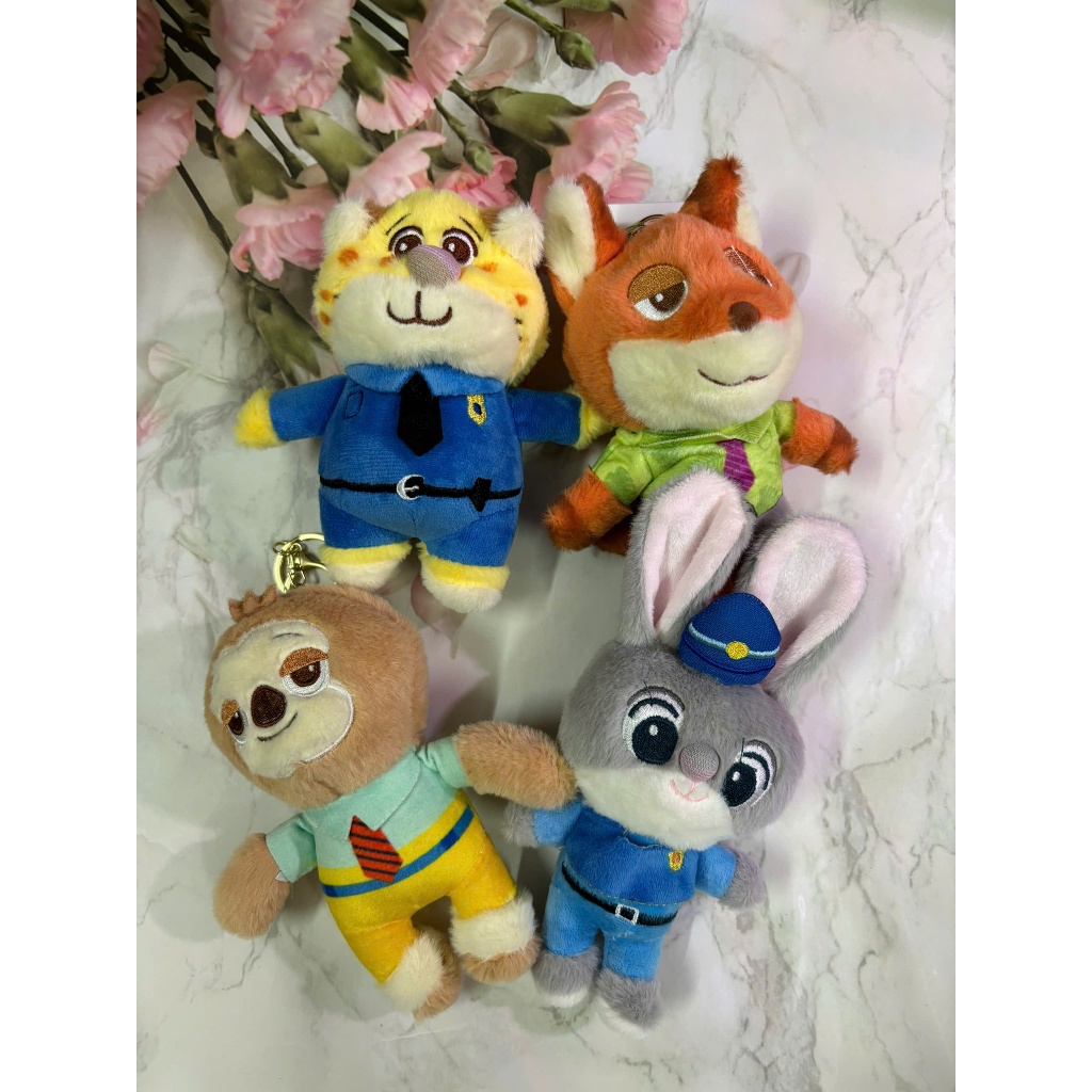 พวงกุญแจตุ๊กตาหมี ZooTopia - กระต่าย Judy, Nick Fox, Sloth Flash, หนังสือพิมพ์ Clawhauser Hottrend