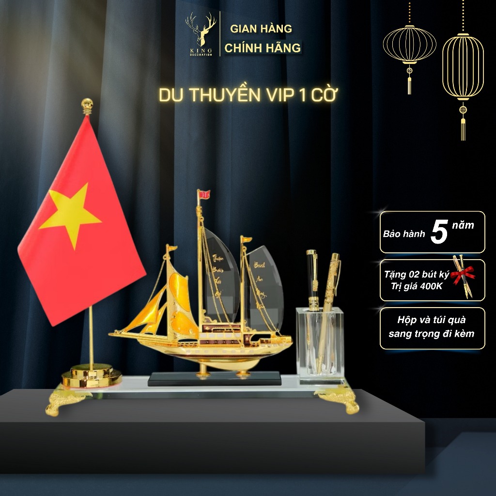 กล่องปากกาธุรกิจ VIP Yacht - หัตถกรรมทองแดงเคลือบทองและคริสตัล K9 คุณภาพสูง