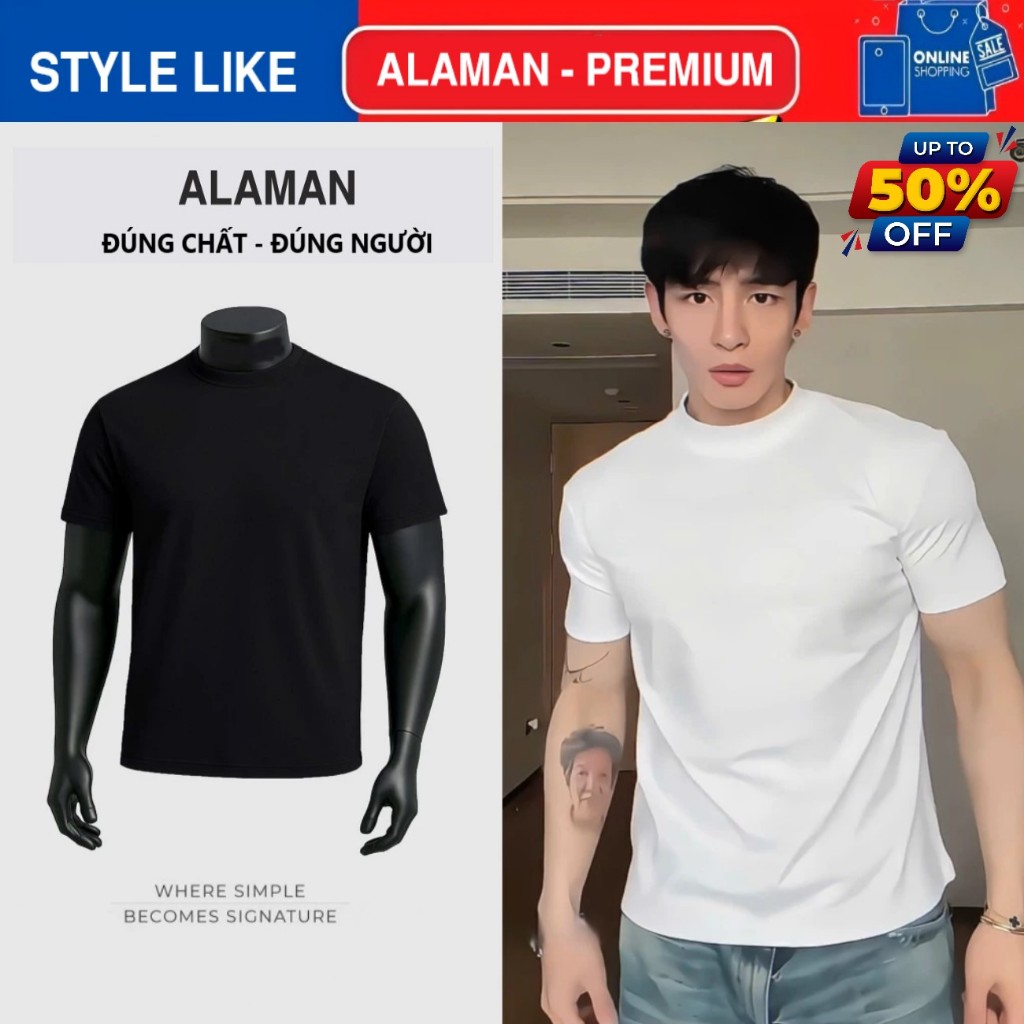 ALAMAN เสื้อยืดผู้ชายและผู้หญิง Flattering ผ้าต่อต้านริ้วรอยกระชับสัดส่วนสําหรับ ADULTS - แฟชั่น
