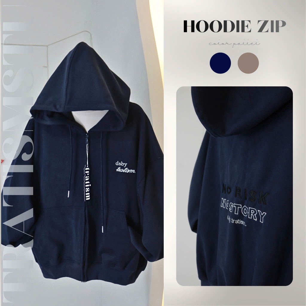 (NO FUR) M9 Mens/Womens Loose Form COTTON 2-Skin Zip Boxy Hoodie พร้อมกระเป๋าด้านใน - กันแดดได้ดี