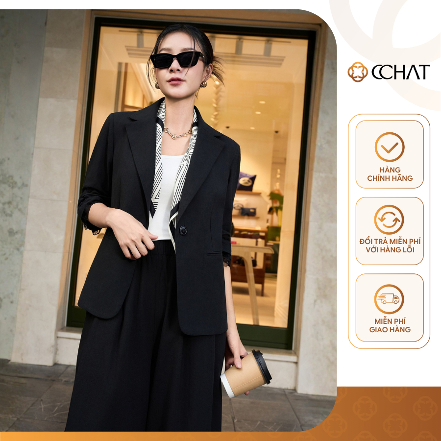 เบลเซอร์ผู้หญิง CCHAT Straight Lace Style High Quality Linen 15EHD8001ST