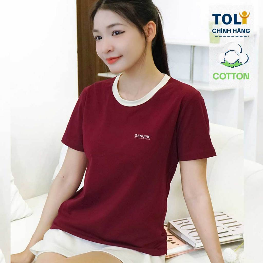 TOLI PSM36 เสื้อยืดผู้หญิง - คอกลมขอบหรูหรา พิมพ์ลาย GENUINE ละเอียดอ่อน ทรงสวย ผ้าคอตตอนเนื้อนุ่ม