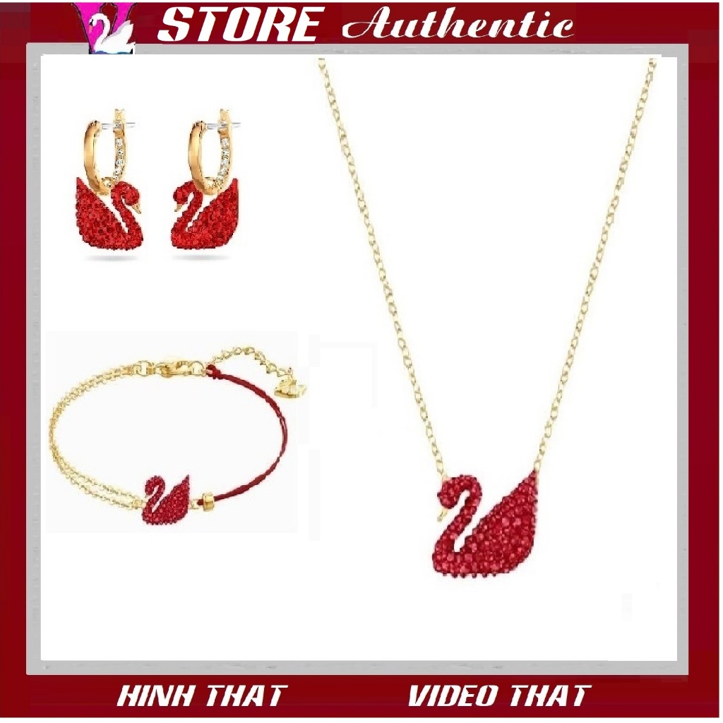 สร้อยข้อมือ สร้อยคอ ต่างหู FASHION RED Swan Symbol