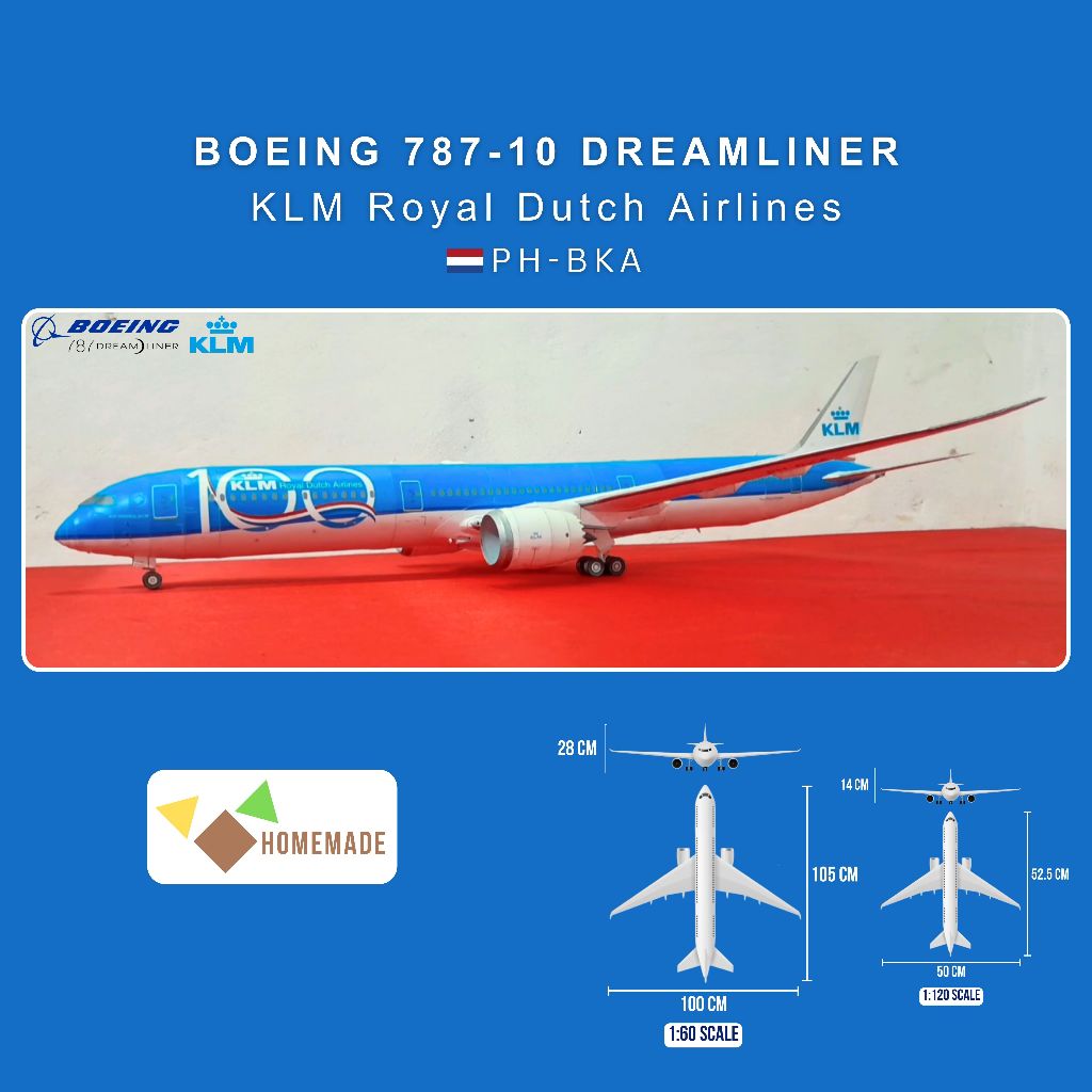 โบอิ้ง 787-10 KLM Royal Dutch Airlines Paper Model Kit 100 ปี รุ่น Livery