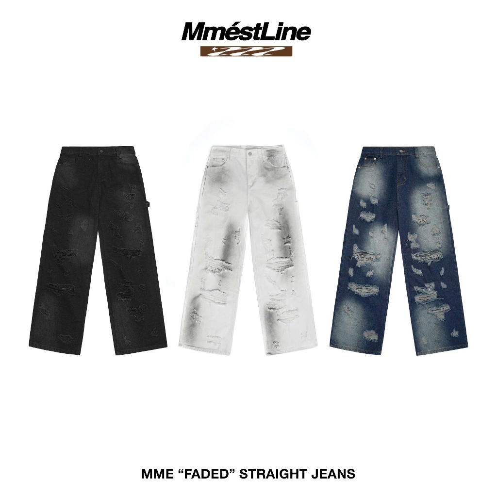 เสื้อกล้ามFADED Straight Fit Premium Denim Jeans