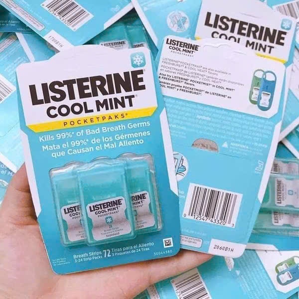 พุพอง 3 กล่อง LISTERINE COOL MINT แอนตี้แบคทีเรีย Mouth Fresheners – PocketPaks 72 ชิ้น – AUTH AMERI