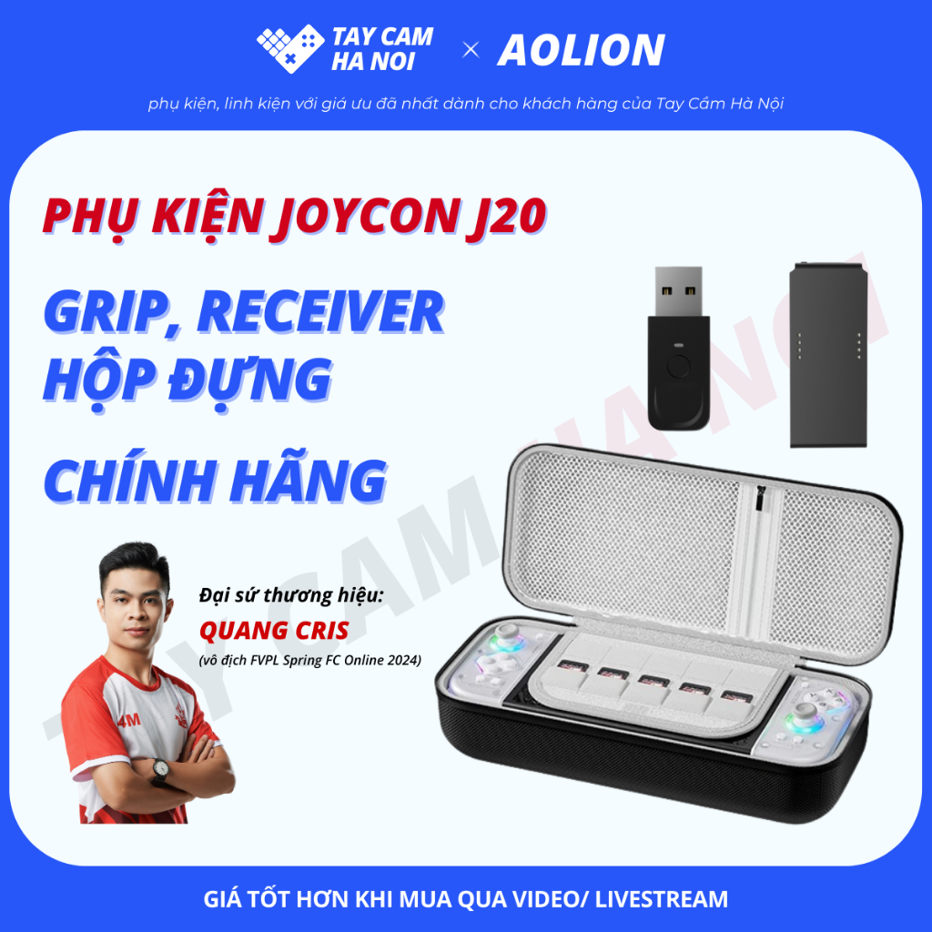 Grip, ตัวรับสัญญาณ USB, กระเป๋า NS สําหรับตัวควบคุมเกม Aolion J20, อุปกรณ์เสริม Aolion ของแท้