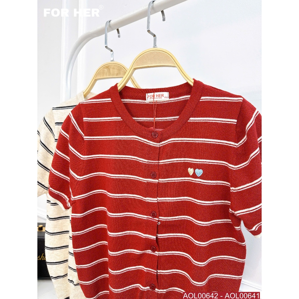FORHER เสื้อสเวตเตอร์ปักลายหัวใจ - AOL00641 AOL00642