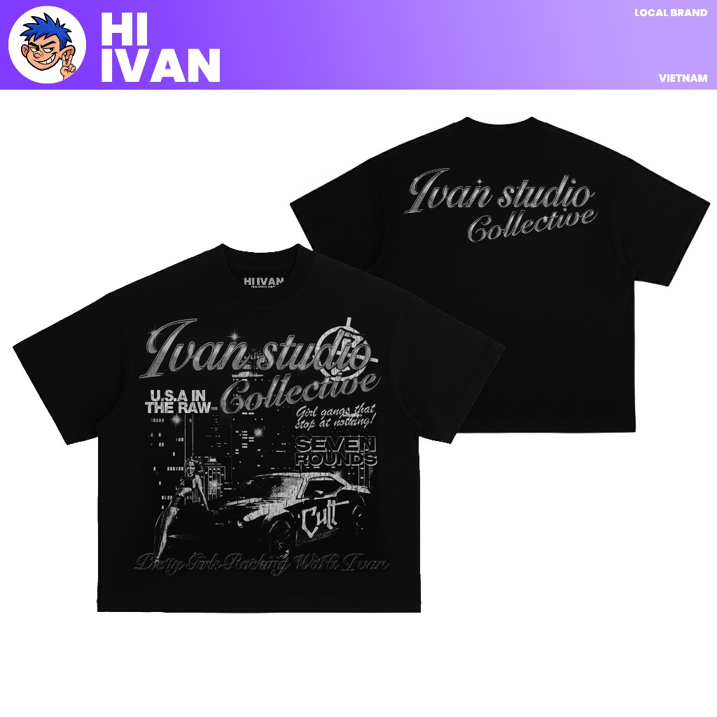 เสื้อยืด Boxy สําหรับผู้ชายและผู้หญิง แบรนด์ท้องถิ่น Hi Ivan รุ่น "The Raw" ผ้าคอตตอน 100% 250gsm.