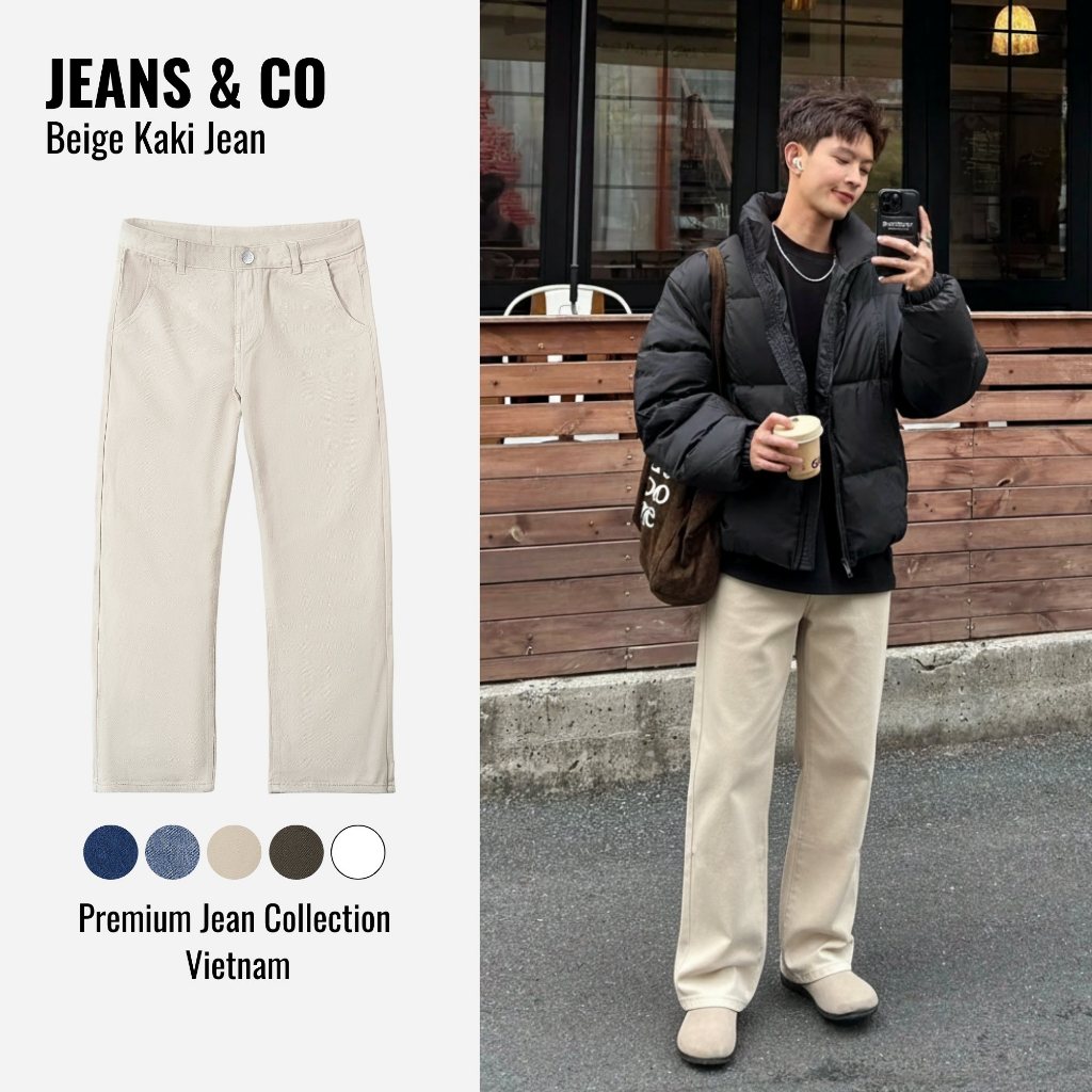 ผู้ชาย BEIGE KAKI JEANS - JEANS & CO - BEIGE STRAIGHT KAKI PANTS