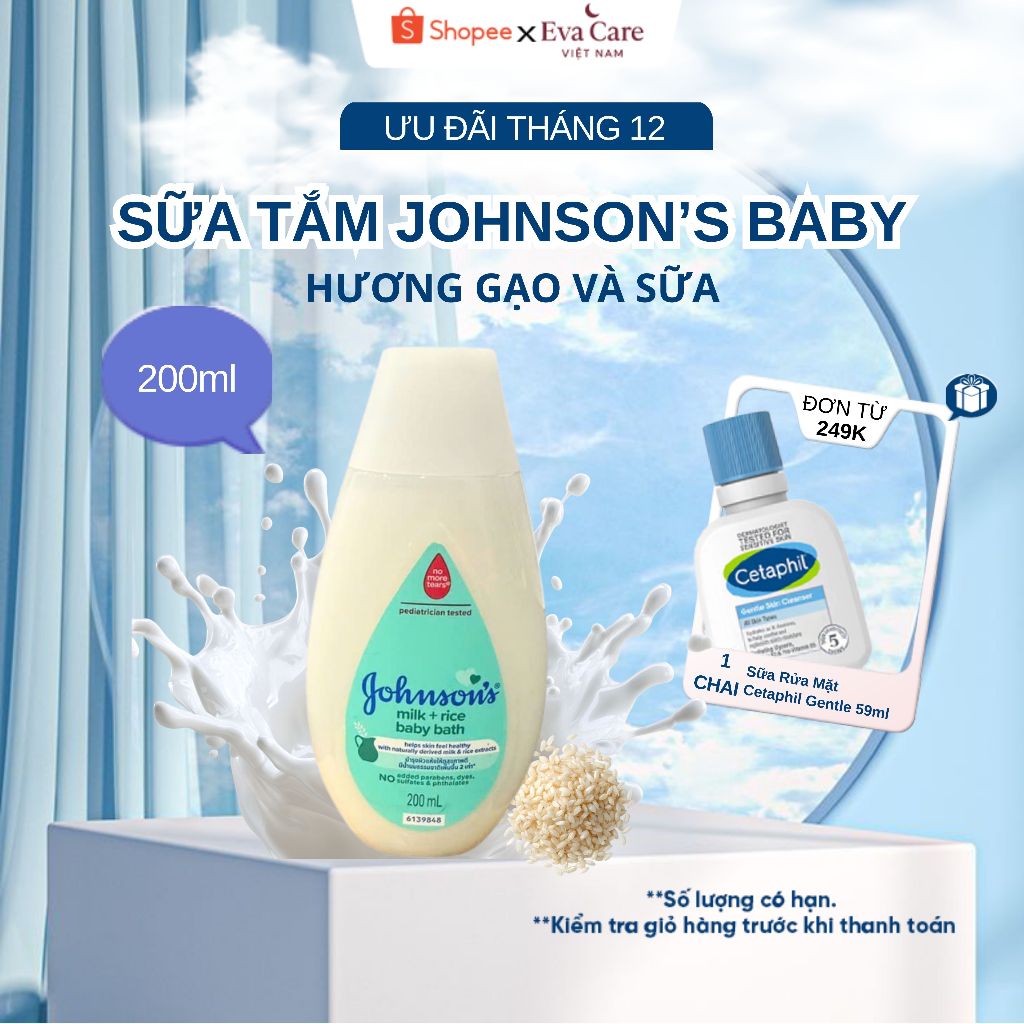 JOHNSONS BABY MILK AND RICE SHOWER MILK 200ML