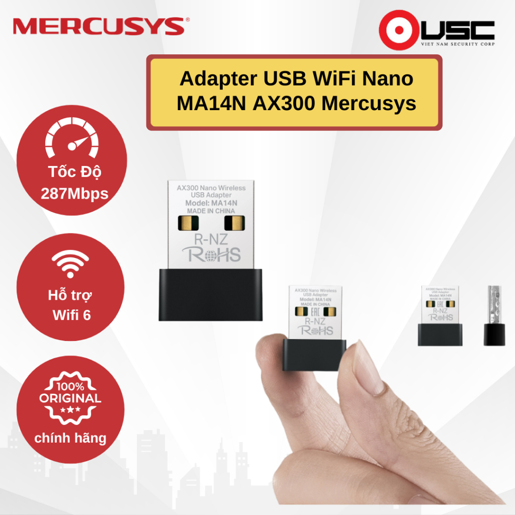 อะแดปเตอร์ Nano USB WiFi - MA14N AX300 Mercusys
