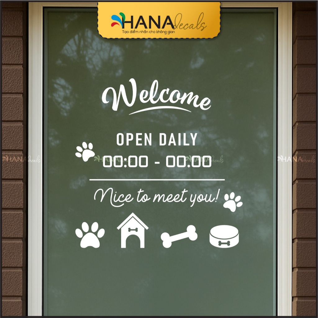 Pet Shop Opening Hours Decal PETS01 รูปลอกทาง่าย กันน้ํา ออกแบบฟรี - Hana Decals