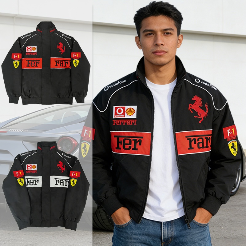 แบรนด์ท้องถิ่นGTY F1 Ferrari Racing Jacket, Mens Street Boy ปักWindbreaker,ฤดูหนาวแจ็คเก็ตแขนยาว