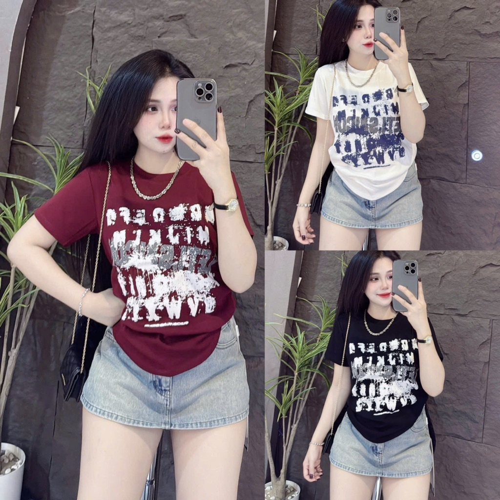 เสื้อยืดผู้หญิงแขนสั้นคอกลมพิมพ์ลาย Ma (TN T888)