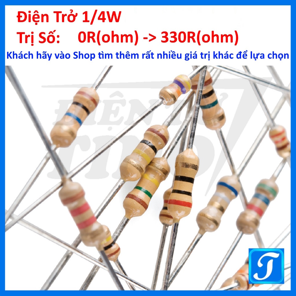 [Combo of 50] ตัวต้านทานวงแหวน 5 สี 1/4W ข้อผิดพลาด 1%, แหวน 4 สี ข้อผิดพลาด 5% จาก 0 โอห์มถึง 10M O