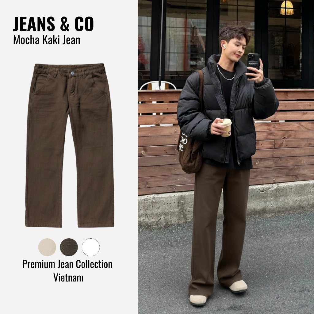 MOCHA KAKI JEANS กางเกงยีนส์ผู้ชาย - JEANS & CO -- BROWN Straight KAKI Pants