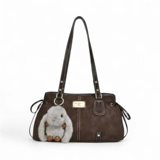 Túi Xách Nữ Tote Da Lộn Size 34cm Kèm Charm Thỏ Túi Đeo Vai Dung Tích Lớn Phong Cách Hàn Quốc - HT539