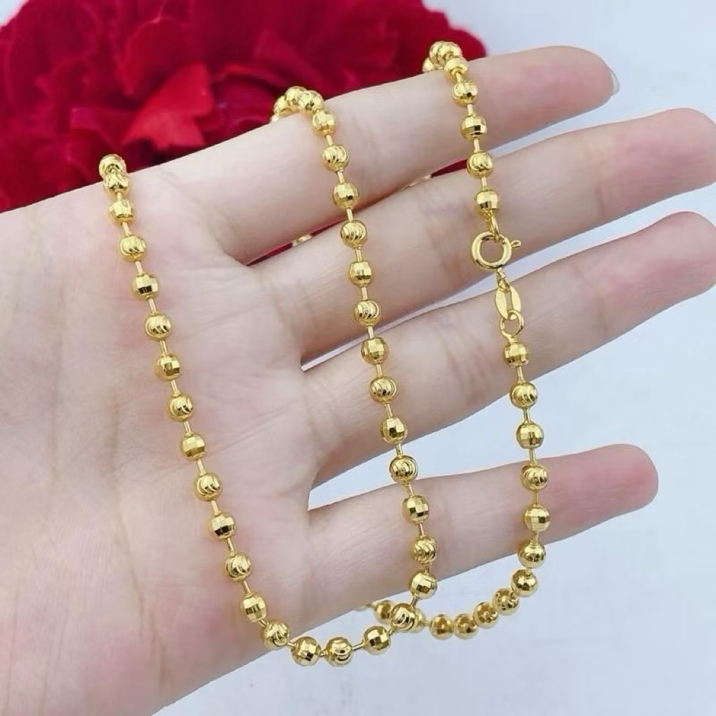 สร้อยคอผู้หญิงเคลือบทอง 18 สี โซ่บอลทนทานพร้อมหัวเข็มขัดกลม.dts0003