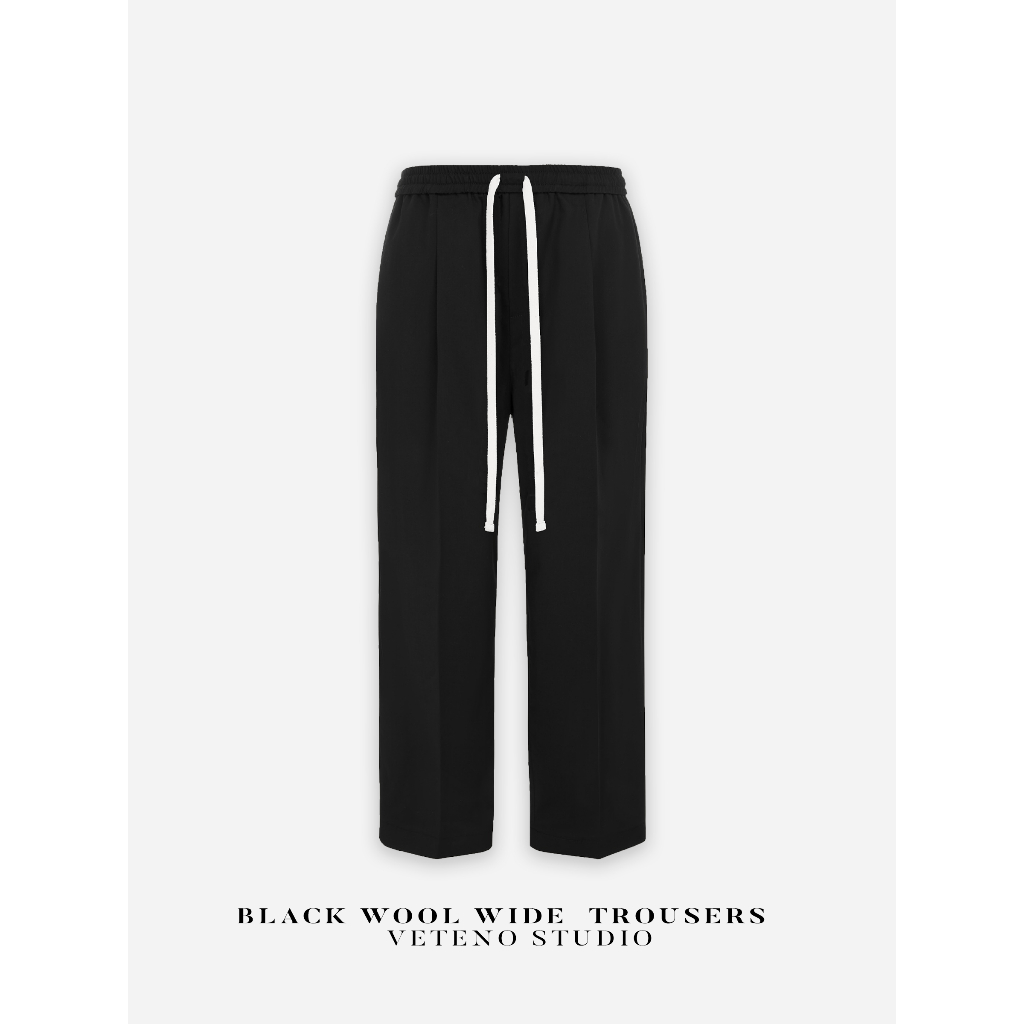 VETENO STUDIO BLACK TROUSERS IN WOOL FABRIC STRAIGHT FORM