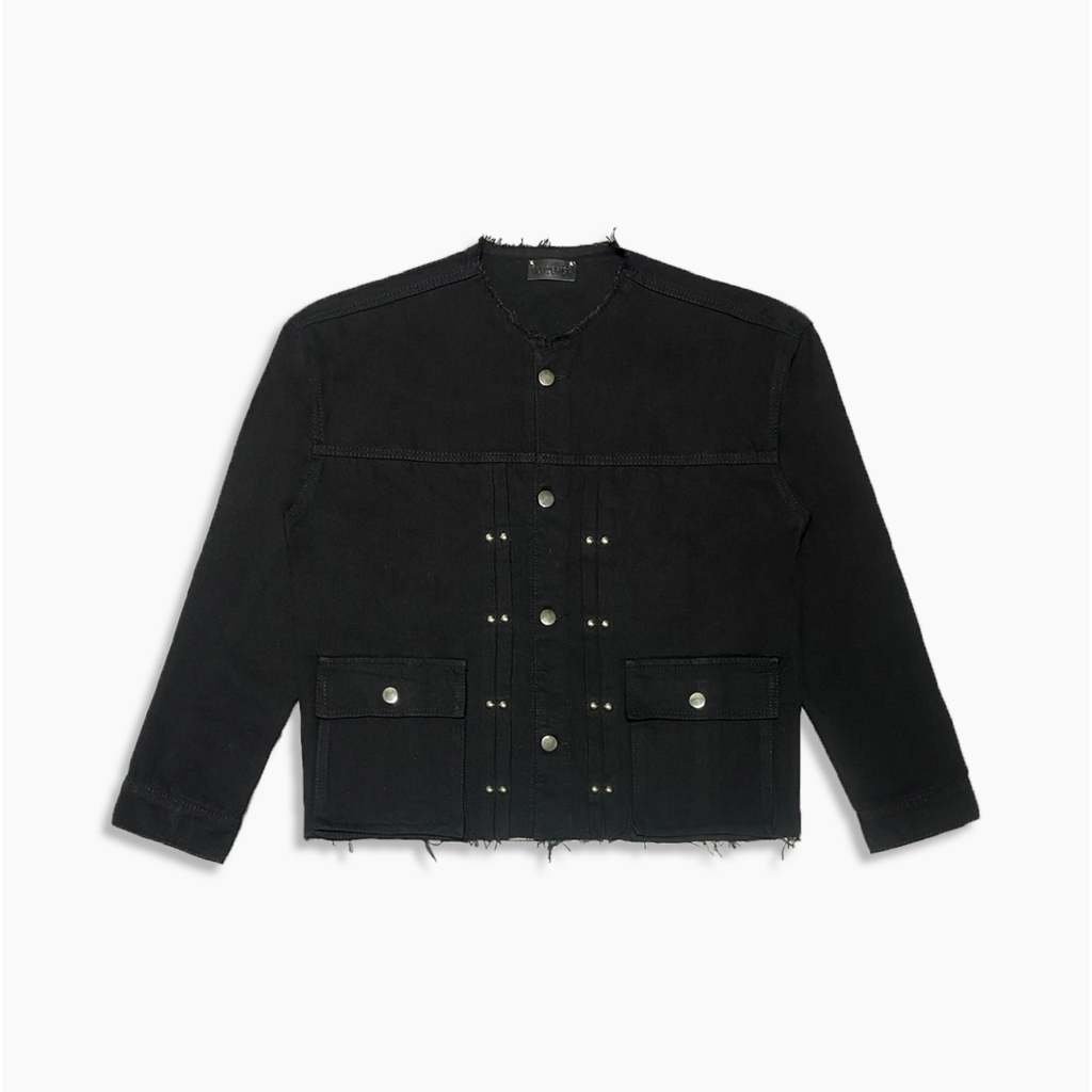 COLLAR BLACK JEAN JACKET / BLACK CADIGAN JACKET/ ROY.LAB