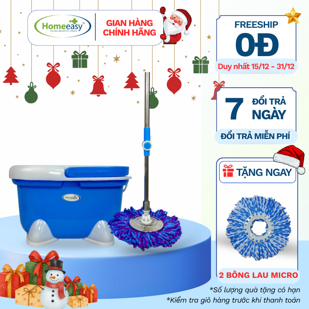 [ฟรี 2 MICRO COTTON] ชุดม็อบหมุนได้ 360 องศา - Homeeasy | พลาสติกคุณภาพสูง | HO-666