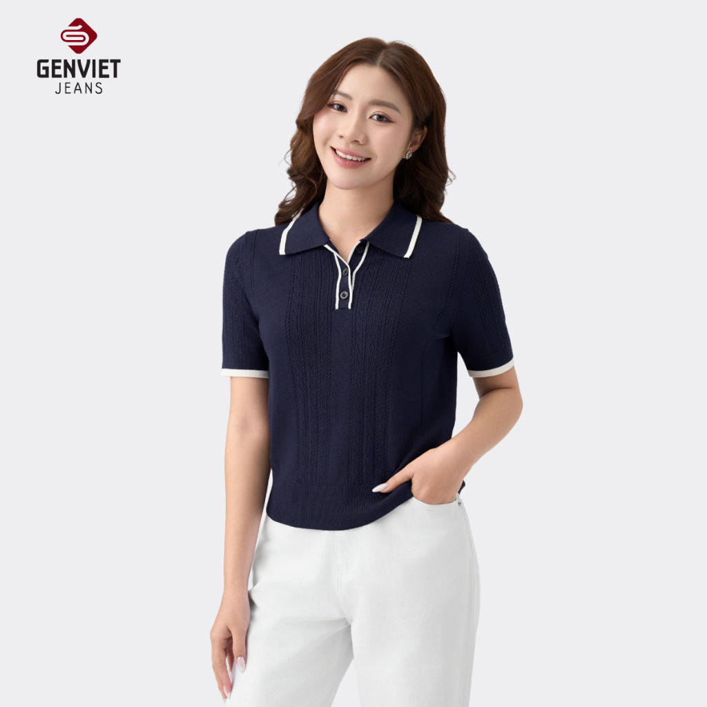 GENVIET JEANS เสื้อโปโลผ้าวูลนุ่มผู้หญิง Basic Slim Fit TT2218I09068