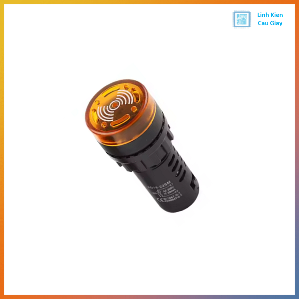 ไฟแสดงสถานะพร้อม buzzer 22mm AD16-22SM สีเหลือง